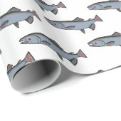 Papier Cadeau Saumon Motif de natation PNW Pêche Poisson Cadeau (Coin rond)