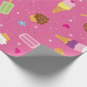 Papier Cadeau Saupoudrer, cupcakes, glaces et coquelicots (Coin)