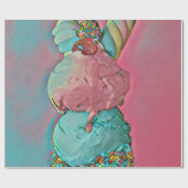 Papier Cadeau Saupoudrer de cônes de crème glacée (Plat)