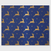 Papier Cadeau Saut de renne de regard de feuille d'or (Plat)