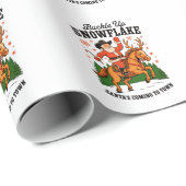 Papier Cadeau Saut vers le haut Snowflake Rodeo Cowboy Père Noël (Coin rond)