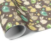 Papier Cadeau saute wittern easter eggs,birds (Coin rond)