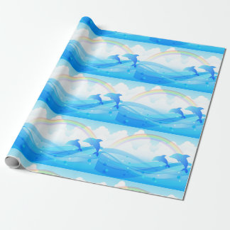 Papier Cadeau Sauts de dauphins bleus