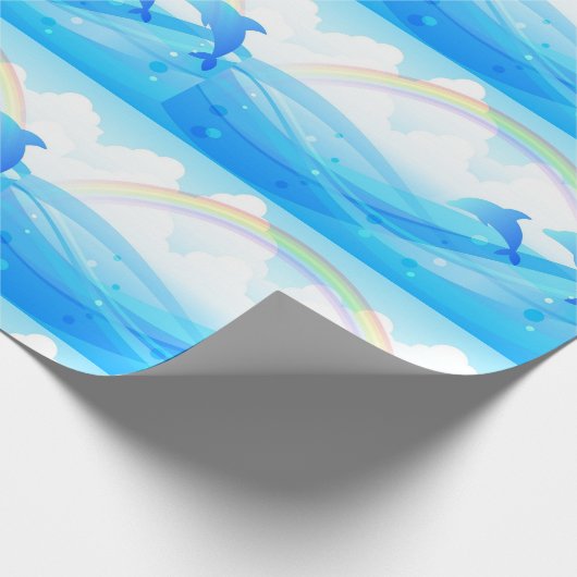 Papier Cadeau Sauts de dauphins bleus (Coin)
