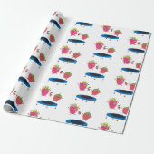 Papier Cadeau Sauts De Fruits Sur Trampoline (Déroulé)