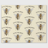 Papier Cadeau Sauvez le beige des abeilles (Plat)