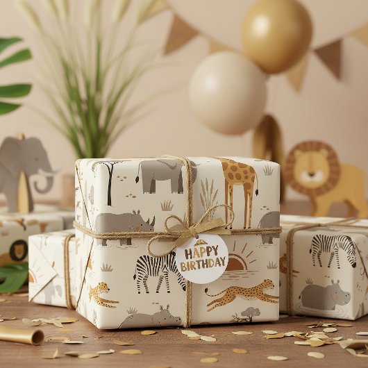 Papier Cadeau Savanna Sunrise Safari Pattern ID1259