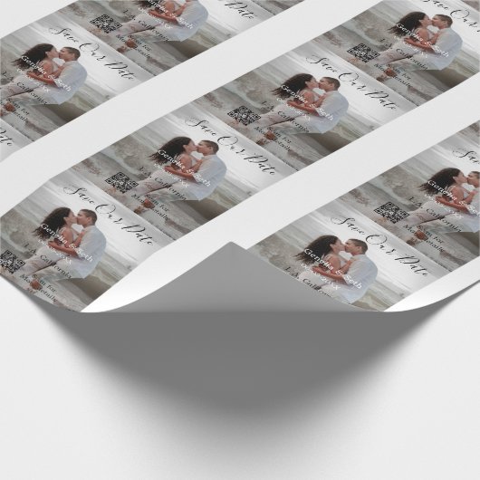 Papier Cadeau Save the date simple minimal QR scan code details (Coin)