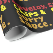 Papier Cadeau Saveloy, chips & Curry Sauce. (Coin rond)