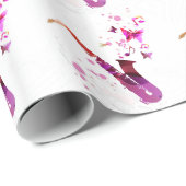 Papier Cadeau Saxophone musique mignonne et papillons (Coin rond)