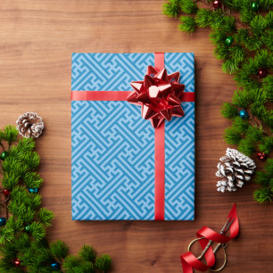 Papier Cadeau Sayagata motif, japonais, bleu et bleu bébé