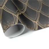 Papier Cadeau Scales de dragon noir et or (Coin rond)