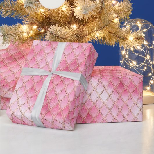 Papier Cadeau Scales de dragon rose vif (Vacances)
