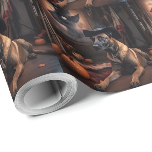 Papier Cadeau Scandale d'Halloween Citrouille (Coin rond)