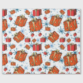 Papier Cadeau Scandi Snowflakes Red Packages Wrapping Papier (Plat)