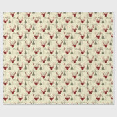 Papier Cadeau Scandinavian Christmas Tree Reindeer Pattern (Plat)