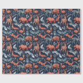 Papier Cadeau Scandinavian Folk Woodland Animals Wrapping Paper (Plat)