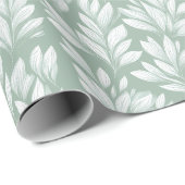 Papier Cadeau Scandinavian Light Green Leaf Sage Floral Pattern (Coin rond)