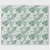 Papier Cadeau Scandinavian Light Green Leaf Sage Floral Pattern (Plat)