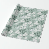Papier Cadeau Scandinavian Light Green Leaf Sage Floral Pattern (Déroulé)