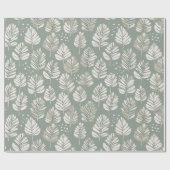 Papier Cadeau Scandinavian Light Green Leaf Sage Floral Pattern (Plat)