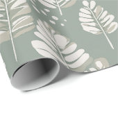 Papier Cadeau Scandinavian Light Green Leaf Sage Floral Pattern (Coin rond)