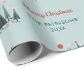 Papier Cadeau Scandinavie Arbres rennes Noël Personnalisé (Coin rond)