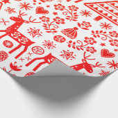 PAPIER CADEAU SCANDINAVIE NOËL MOTIF ROUGE ET BLANC (Coin)