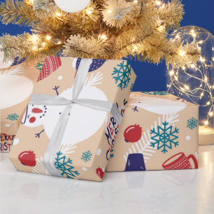 Papier Cadeau Scandinavie Noël Snowman Joyer Cup
