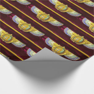 PAPIER CADEAU SCARABE À FEU ÉGYPTIENNE ANTIQUE /BOÎTE À DENRÉES 