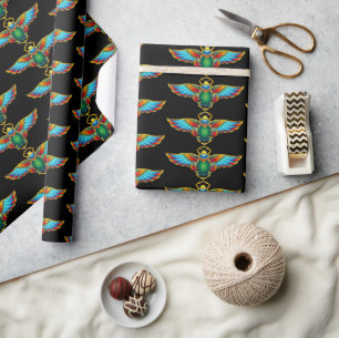 Papier Cadeau Scarabée égyptien coloré