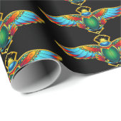 Papier Cadeau Scarabée égyptien coloré (Coin rond)