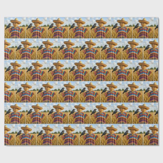 Papier Cadeau Scarecrow Wearing a Sombrero and Poncho (Plat)