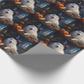 Papier Cadeau Scary d'Halloween Citrouille Samoyé (Coin)