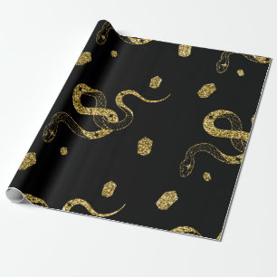 Papier Cadeau Scary Gold Black Snake Celestin Trick ou traiter