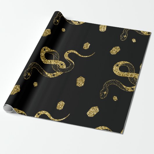 Papier Cadeau Scary Gold Black Snake Celestin Trick ou traiter (Déroulé)
