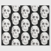 Papier Cadeau Scary Scull Black & White Pattern (Plat)