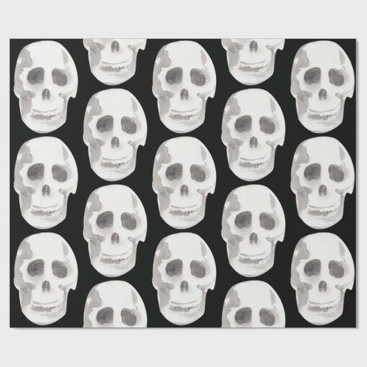 Papier Cadeau Scary Scull Black & White Pattern (Plat)