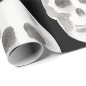 Papier Cadeau Scary Scull Black & White Pattern (Coin rond)