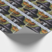 Papier Cadeau Scary Skeleton Witch pour une fête d'Halloween Dép (Coin)