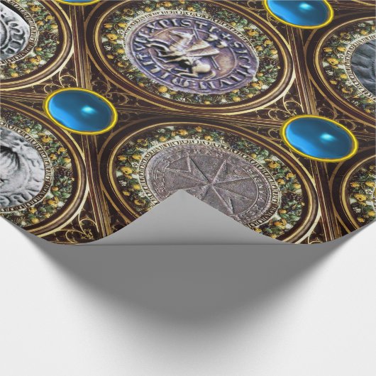 Papier Cadeau SCEAU DES CHEVALIERS MODÈLE Bleu Sapphire Gems (Coin)