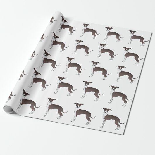 Papier Cadeau Sceau Et Blanc Italien Greyhound Cute Chien Motif (Déroulé)