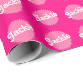 Papier Cadeau Sceau rose Retro Malibu | Anniversaire (Coin rond)