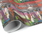 Papier Cadeau Scène africaine de nativité de Noël (Coin rond)