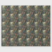 Papier Cadeau Scène botanique de perroquets et ananas (Plat)