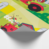 Papier Cadeau Scène de ferme avec coq chantant sur tracteur