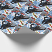 Papier Cadeau Scène de fête de Noël de chat noir (Coin)