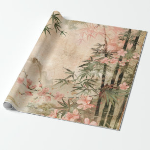 Papier Cadeau Scène de jardin de fleurs de cerisier (1)