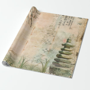 Papier Cadeau Scène de jardin de fleurs de cerisier (2)