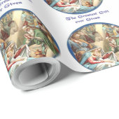 Papier Cadeau Scène de la Nativité Christian (Coin rond)